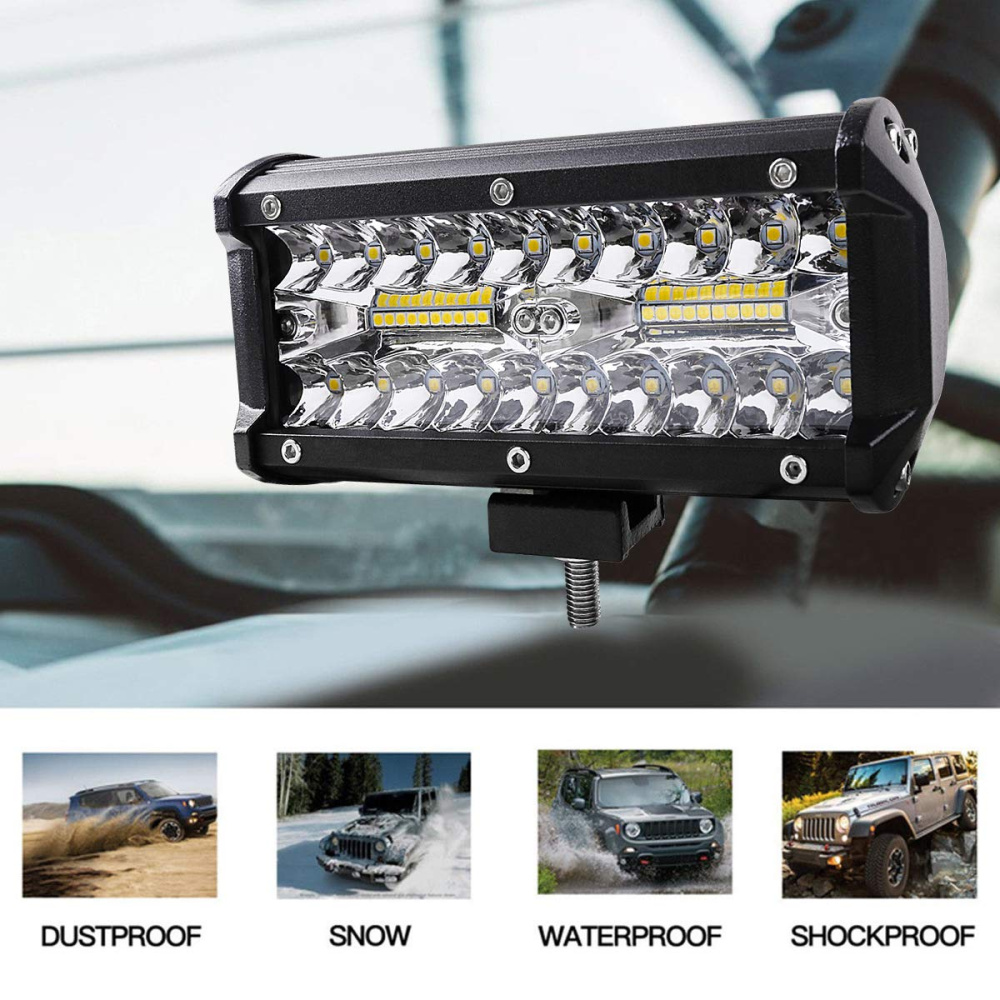 7 tommer 120w combo led lysbjelker spot flomstråle for arbeidskjøring offroad båt bil traktor lastebil 4 x 4 suv atv 12v 24v