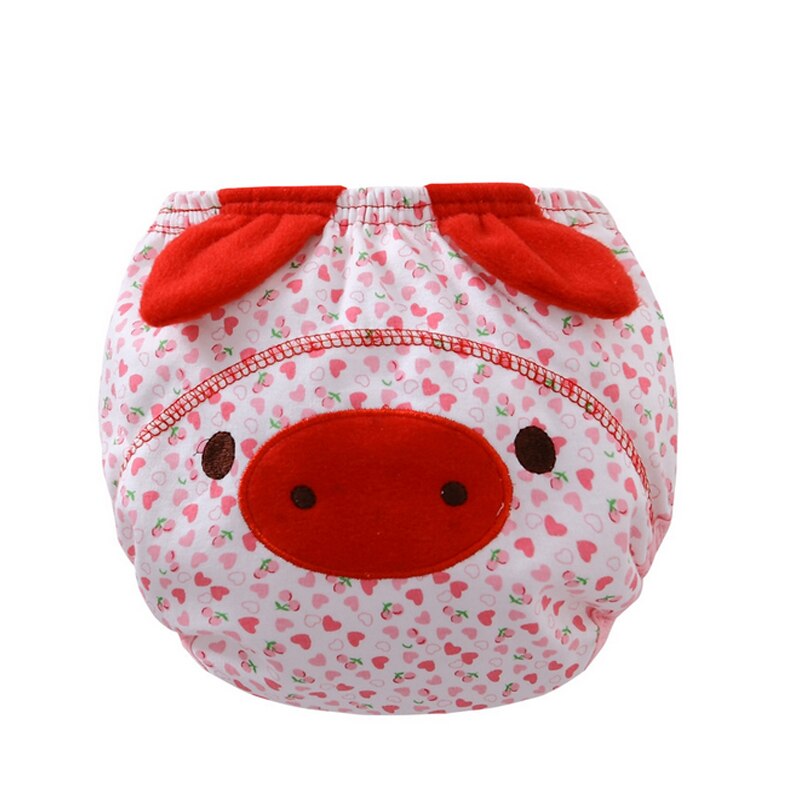 2Pc Mädchen Jungen Unterwäsche freundlicher Unterhose Wiederverwendbare Baby, Kleinkind Windel Tuch Windeln 80/90/100: Schwein / 90