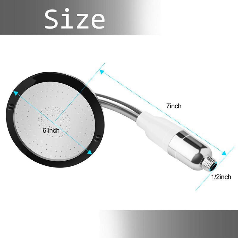 Black edge top spray nozzle handheld shower head shower head shower 6 inch top spray water heater booster nozzle: Default Title