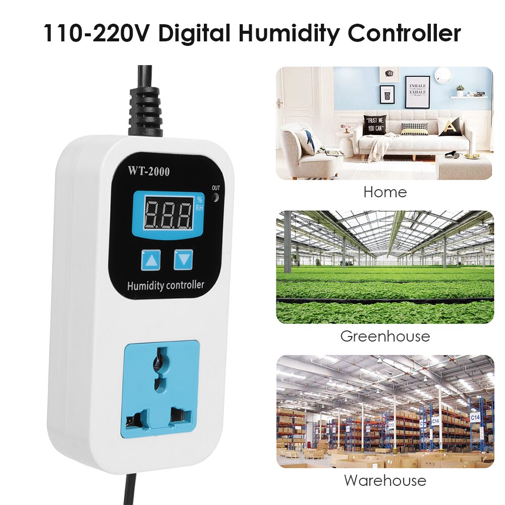 110-220V Digital Humidity Controller Direct Output Moisture Control Switch Socket Sensor Hygrostat Thermoregulator Controller