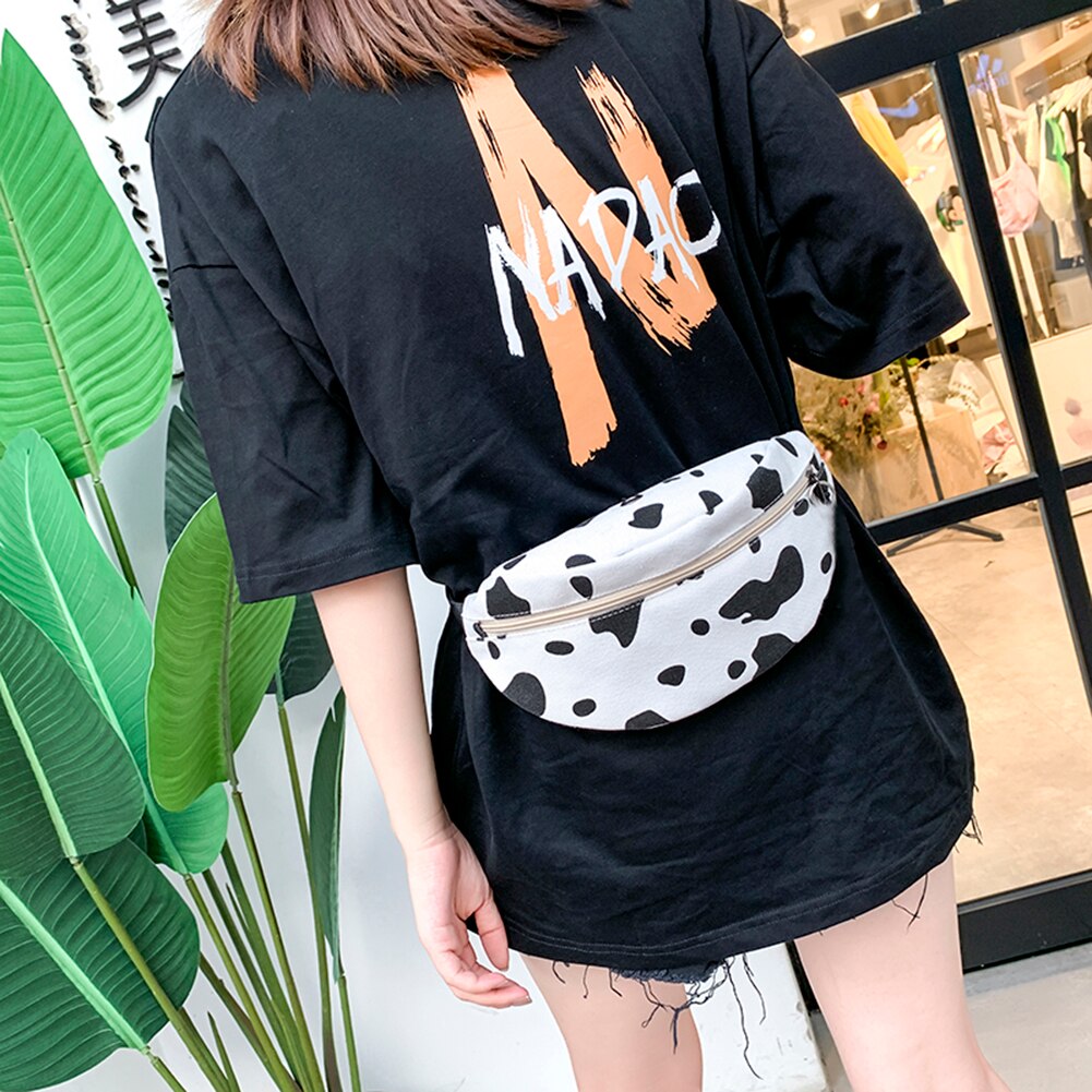 Frauen lässig Milch Kuh Druck Taille Taschen lässig Leinwand Einfache fanny Gürtel Pack Damen Kleine miserabel Schulter Umhängetaschen