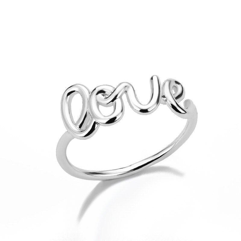Romantischer liebesbrief-goldring für damen, geometrische fingerringe, verlobungsringe, hochzeitsringe, edelstahlschmuck: Platinbeschichtung