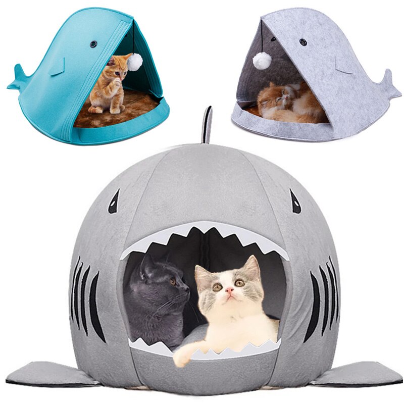 Lit de maison et doux pour chat et requin, panier doux pour chien, accessoires, produits pour animaux de compagnie