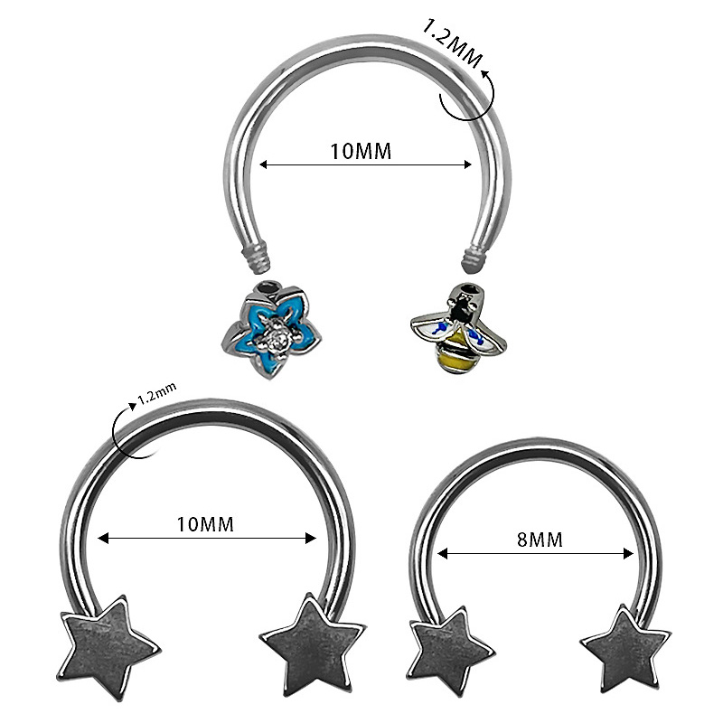 1pc Luna estrella nariz anillo aro tabique Piercing Acero inoxidable hélice oreja cartílago pendiente Tragus BCR herradura joyería del cuerpo 16G