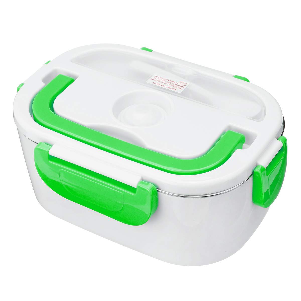 12V 110V 220V Electric Heated Lunch Box Food Warmer Container Thermostat Stainless Steel Rice Cooker Dinnerware Set For Car Home: US Plug Green