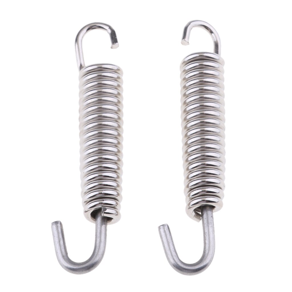 Crochet de ressort de silencieux de moto | 2 pièces 65mm en acier inoxydable, tuyau d'échappement de moto: Silver