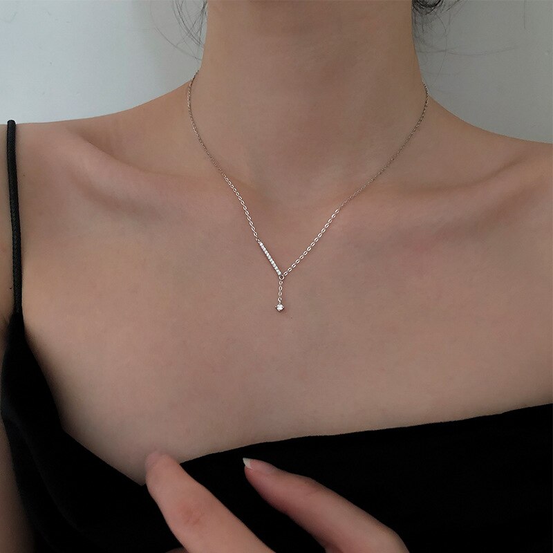 925- teiliges geometrisches choker-halsband aus sterlingsilber mit kurzer schlüsselbeinkette für damen, feiner schmuck: Default Title