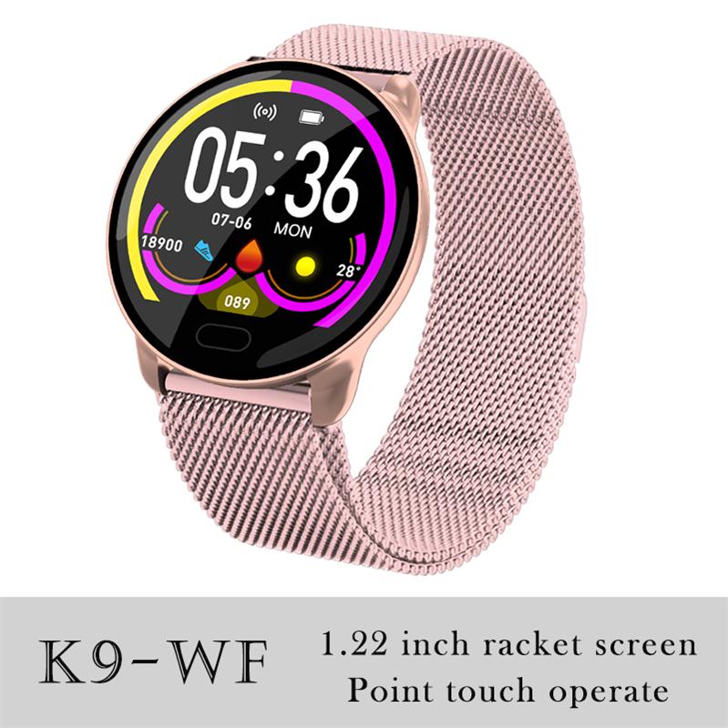 696 K9-WF Full Touch Pedometer Smart Watch Fitness Tracker Heart Rate Monitor Blood Pressure Smartwatch Monitor Smart Bracelet: K9 Pink steel