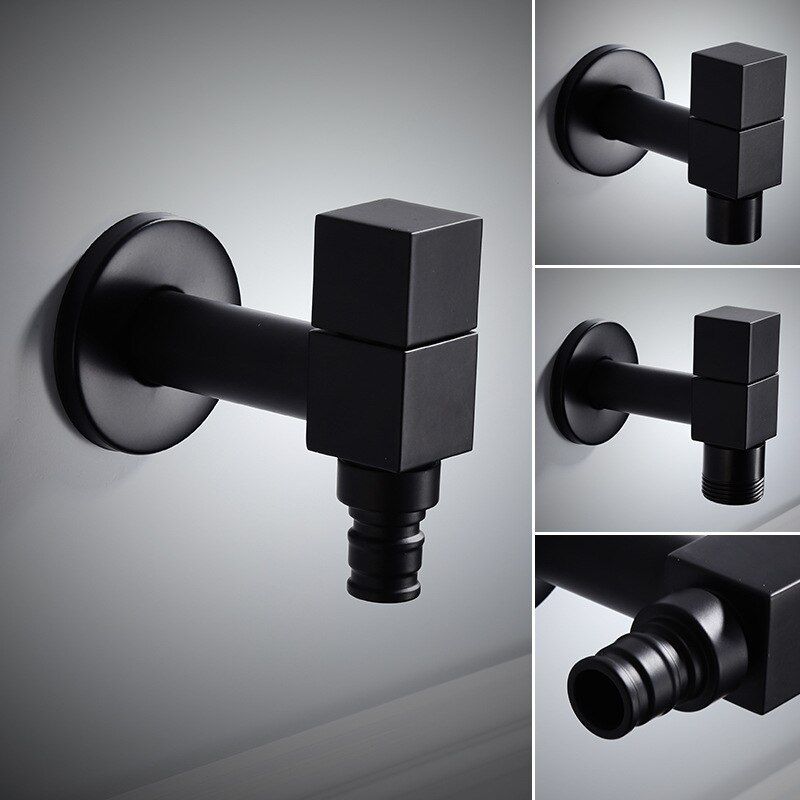 Robinet mural laiton simple froid evier robinet noir eau robinet pour salle de bain lave linge evier vadrouille piscine