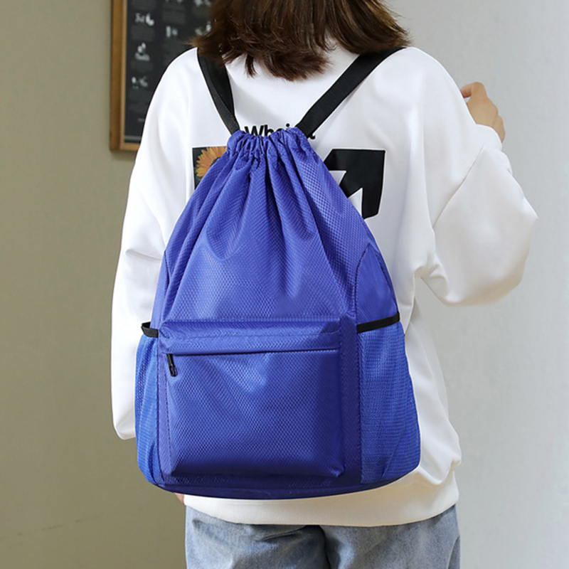 Men/Women Drawstring Pocket Backpack Nylon Waterproof Backpack Large Capacity Drawstring Travel Bag Fitness Sports Bag