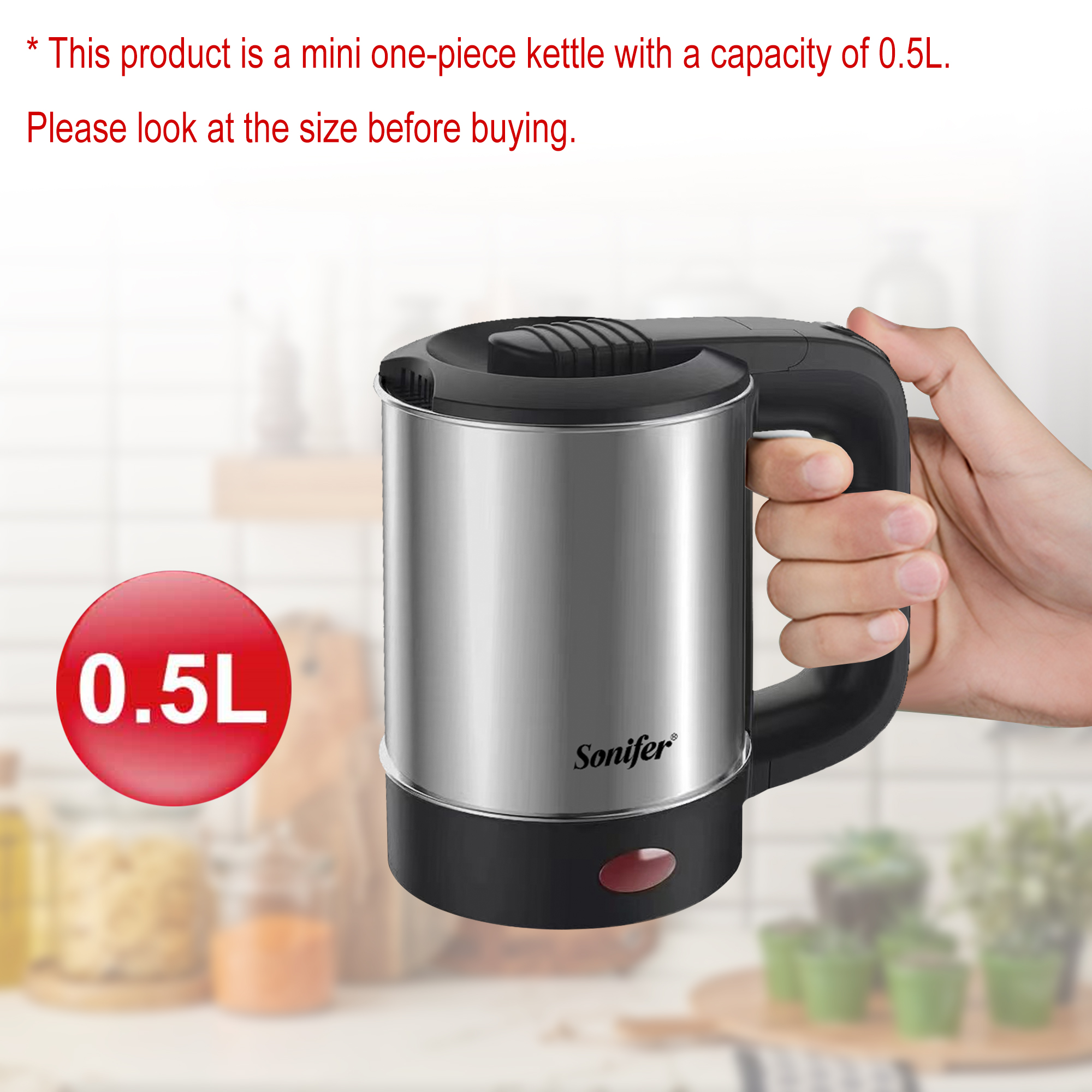 0,5 L Mini Wasserkocher Tee Kaffee Edelstahl 600 W Tragbare Reise Wasserkocher Topf Für Hotel Familie Ausflug Sonifer