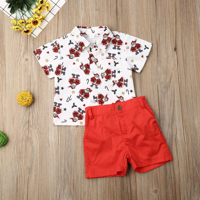 Novedad en ropa Floral para bebés, traje de caballero, camisa de manga corta con pajarita para niños pequeños + Pantalones cortos rojos, conjunto de verano, ropa para niños 1-6T