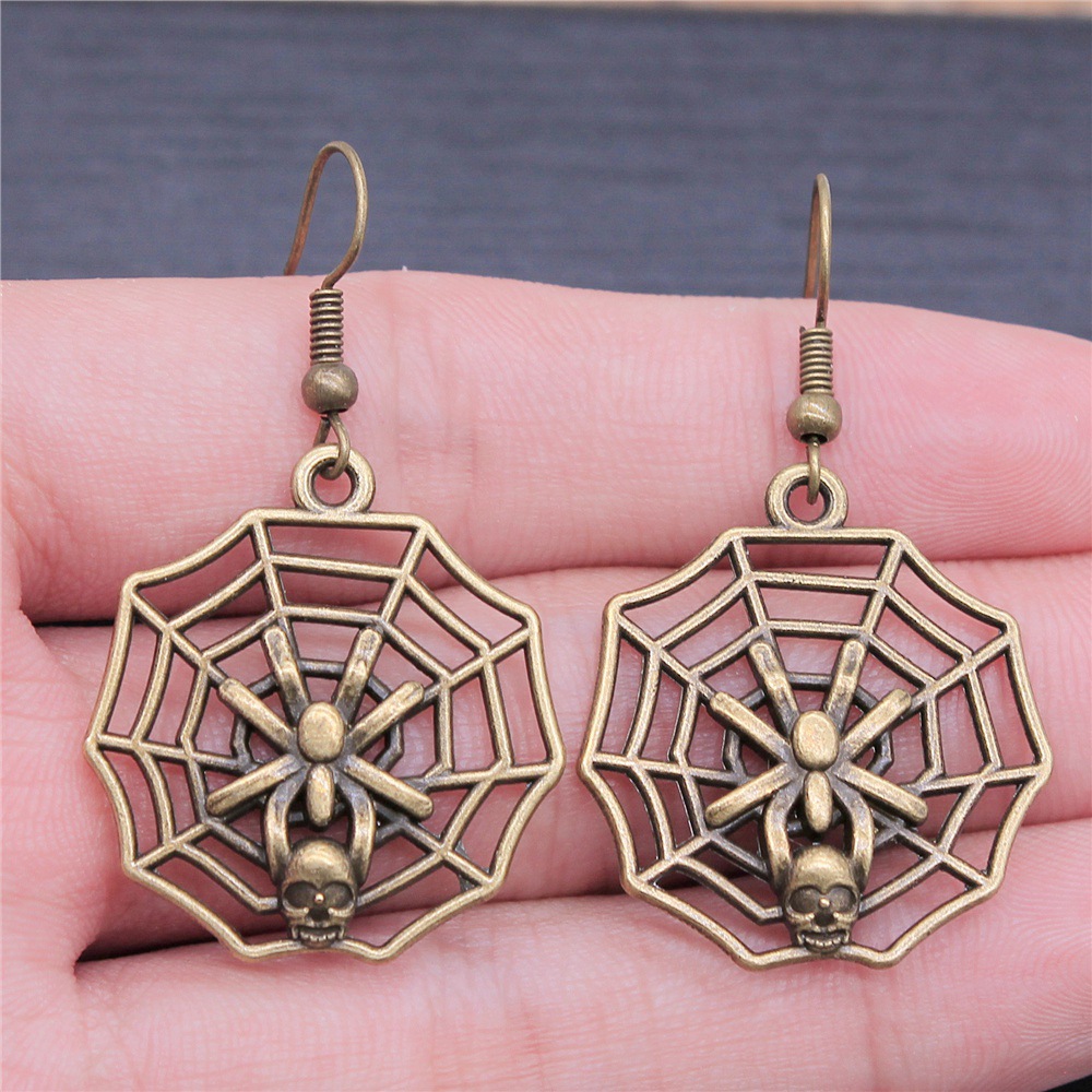 Pendientes de esqueleto de calavera de 20 estilos, de Halloween, pendientes colgantes Punk oscuros de estilo gótico para mujer, de , joyería: Verde Libélula