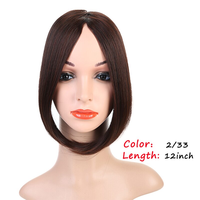 DIANQI Synthetic Hair Natural Middle Part Bangs Straight Clip-in Front Fringe Black Brown Bangs Extensions for Women Daily Wear: 2i33