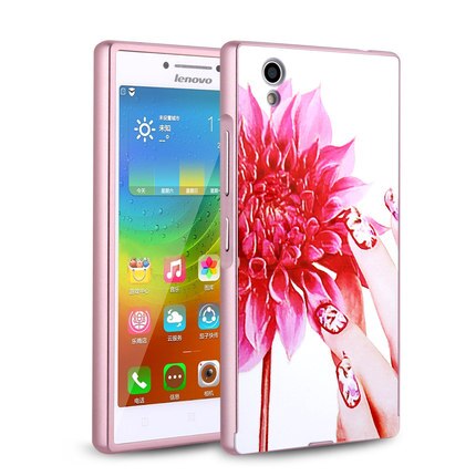 For Lenovo P70 Case Luxury Mirror Cover Metal Aluminum Bumper Frame Case For Lenovo P70 Case P70-T Gold Plated PC Back Cover 5.0: only case / Flower