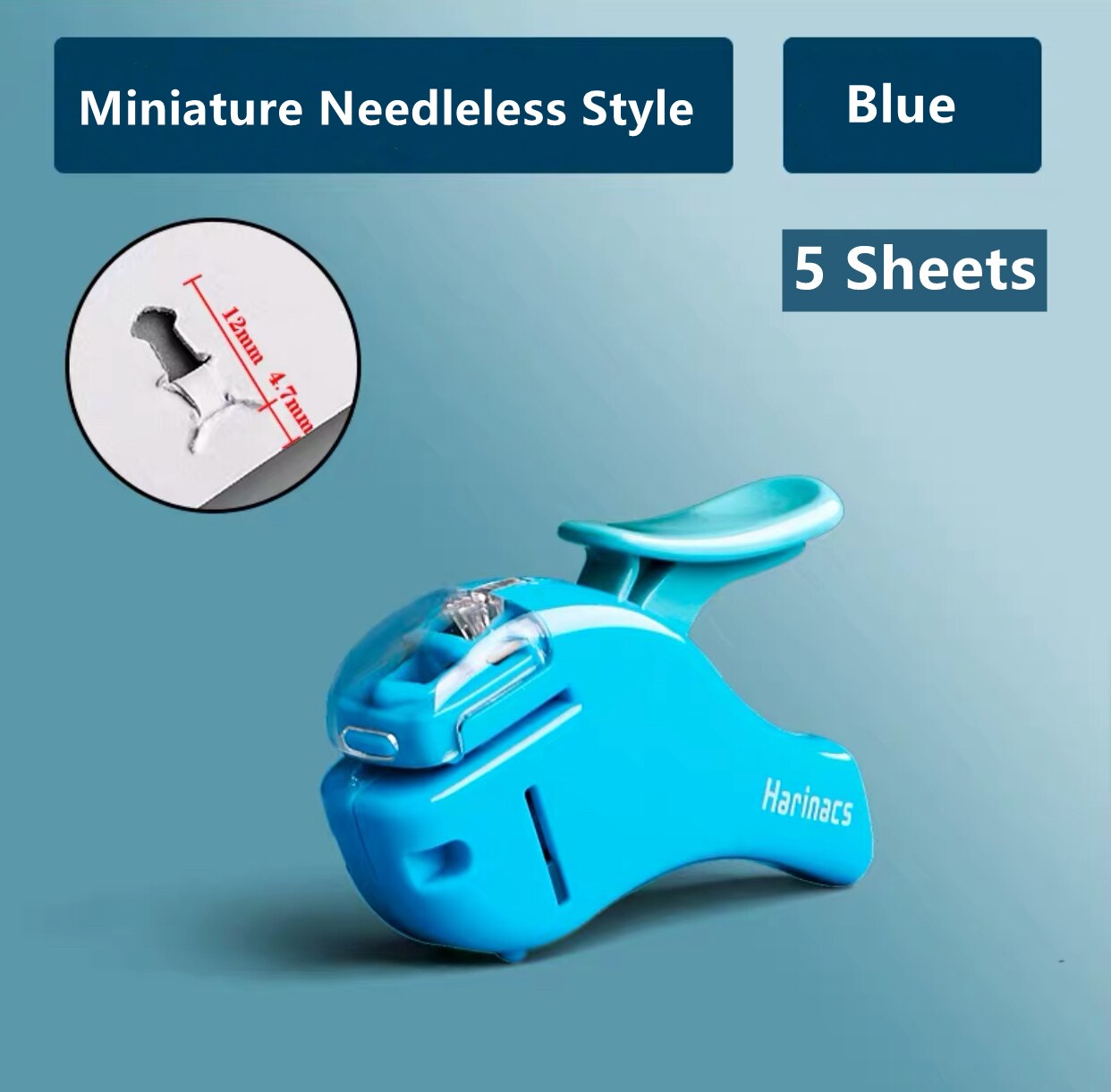 KOKUYO Stapleless Stapler Free Stapler Book Paper Mini Portable No Staples School Office Supplies For 5 Sheets or 10 Sheets: Mini Style-Blue