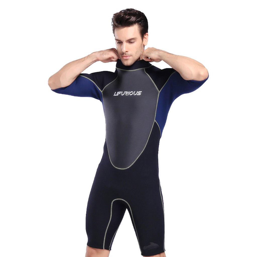 Costume da bagno intero da uomo con cerniera sul retro e costume da bagno a maniche corte