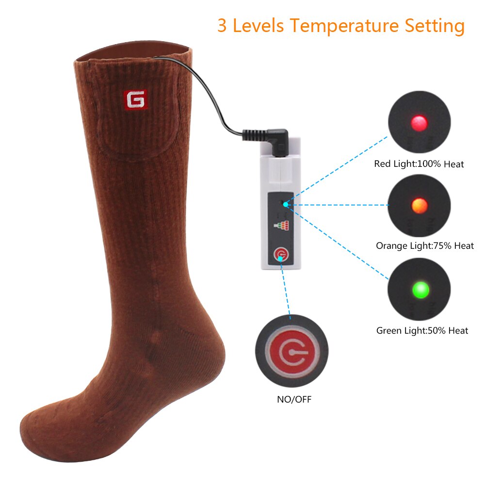 Calcetines calentados para mujer y para hombre de invierno cálidos, actividad de la batería recargable, calcetines eléctricos calentados de 3,7 voltios para la salud en invierno