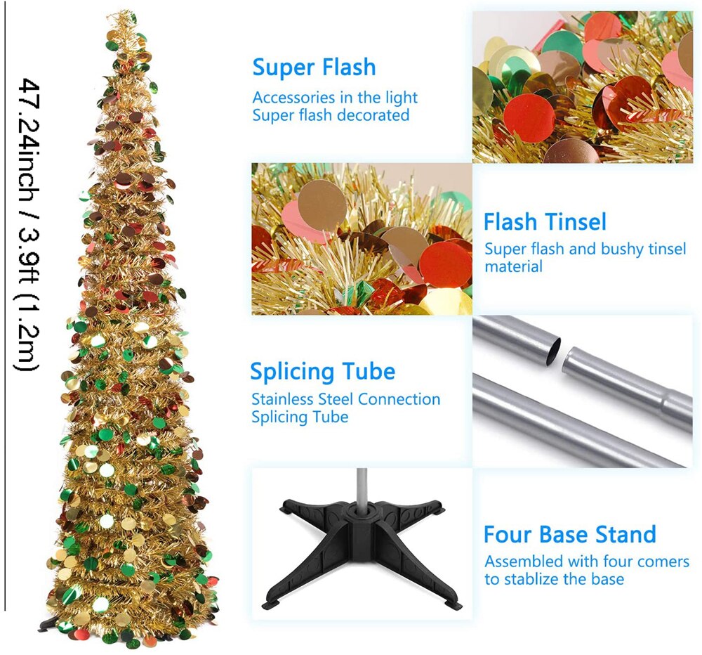 Foldable Christmas Tree DIY Sequin Metal Wire Artificial Christmas Tree Home Decoration Tree Year Party Scene Layout