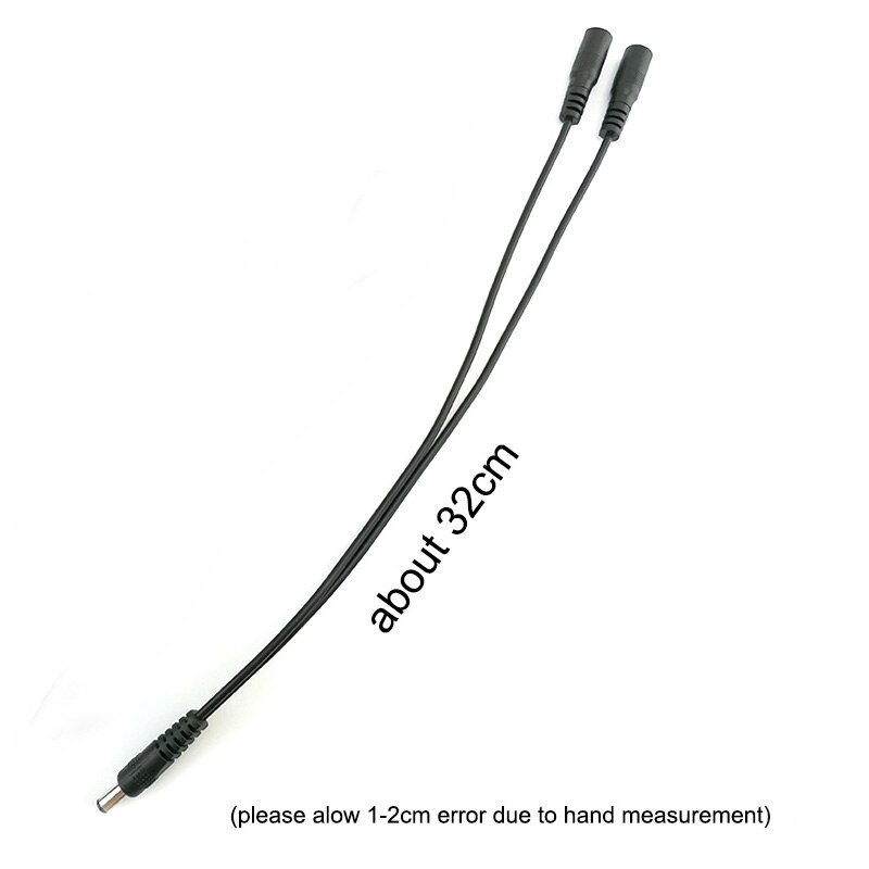5.5mm*2.1mm 1 han  to 2 hun stik stik dc strøm splitter kabel til cctv led strip lys strømforsyning adapter