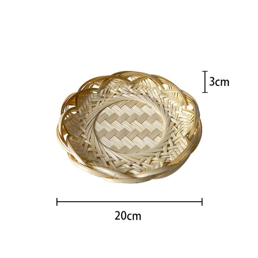 Multifunctioneel handgemaakt bamboe broodbakje geweven ronde dessertbord Japanse retro sushi serveerschaal koffie