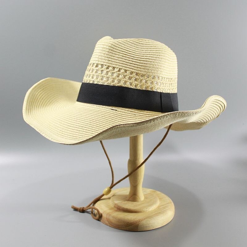 Male large size panama hats big head man foldable cowboy fedora cap men plus size straw hat 58CM 60CM 62CM: Beige / 58cm