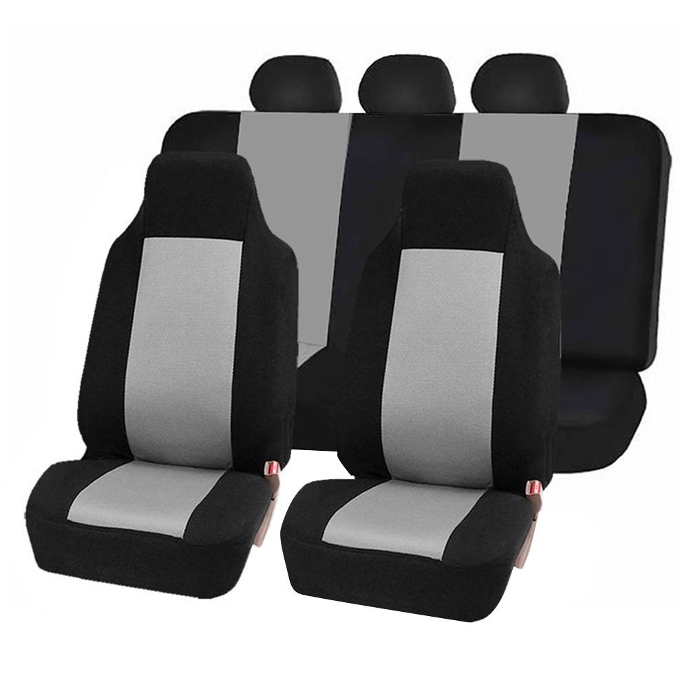 Set de fundas de asiento de coche, accesorios interiores de esponja, cubierta de asiento delantera/trasera/reposacabezas, conjunto de cubierta completa para coche/camión/furgoneta 7 unidades: Gray