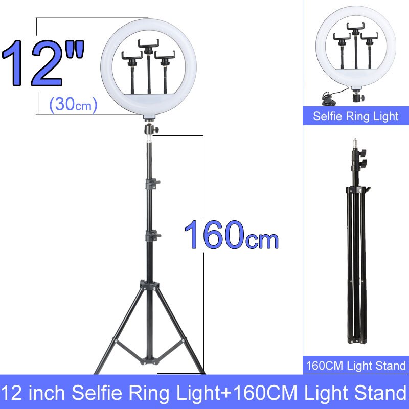 Fotografie Lamp Licht Ring Met Telefoon Houder Selfie Usb Plug Dimbare 6 8 10 12 14 Inch Beschikbaar In verschillende Maten