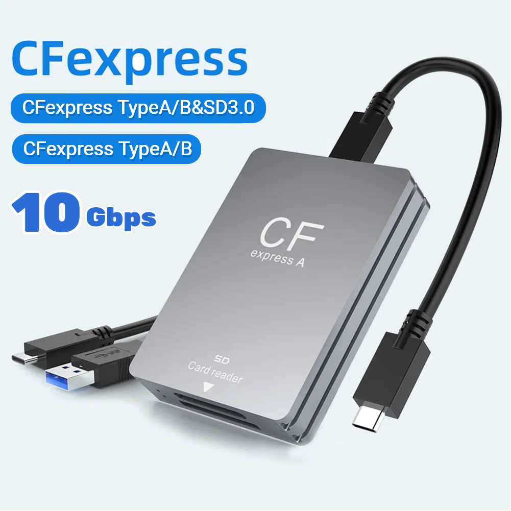 2- in- 1 cfexpress type ab sd-kaartlezer, cfexpress lezeradapter, usb 3.2 10 , dubbele sleuf, ondersteuning voor android/windows/mac os voor spiegelreflexcamera's