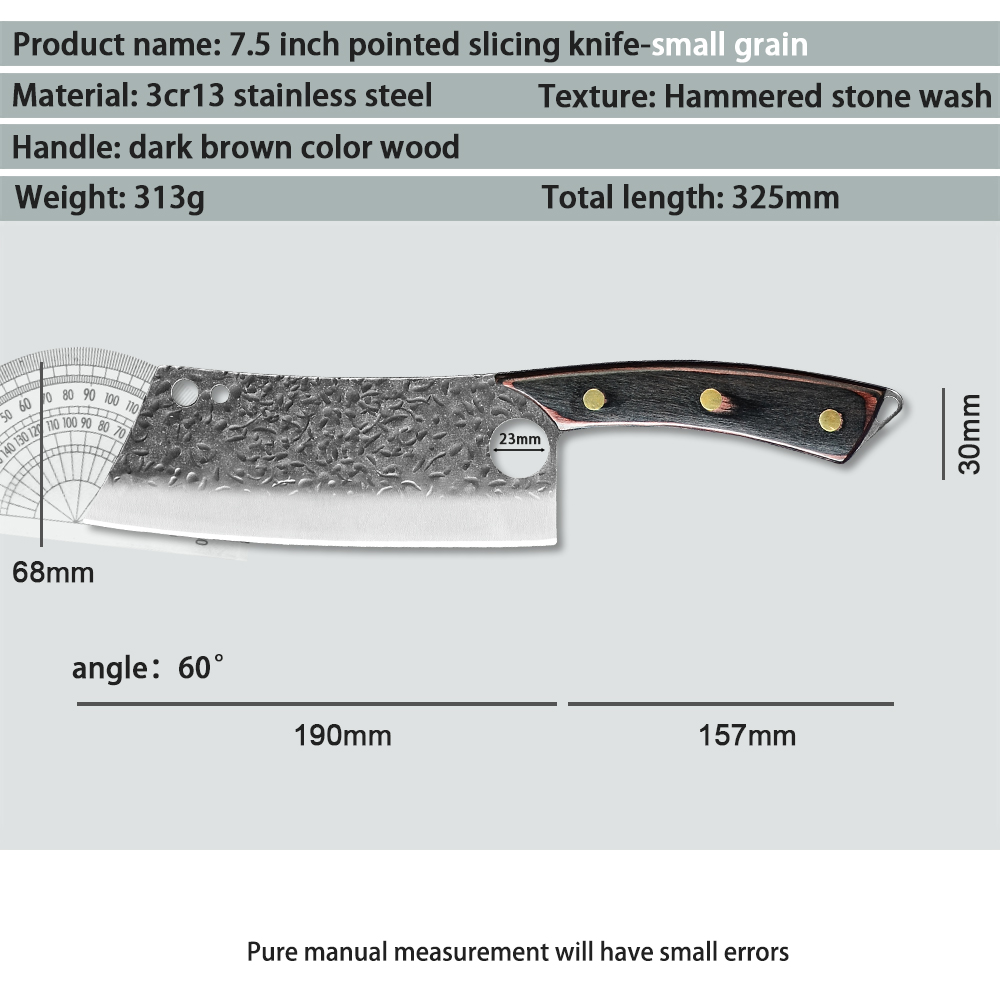 Kitchen Knives Stainless Steel Single Forged Chef Knife Slicing Cleaver Boning Cooking Knife Tool With Full Tang Wooden Handle: F