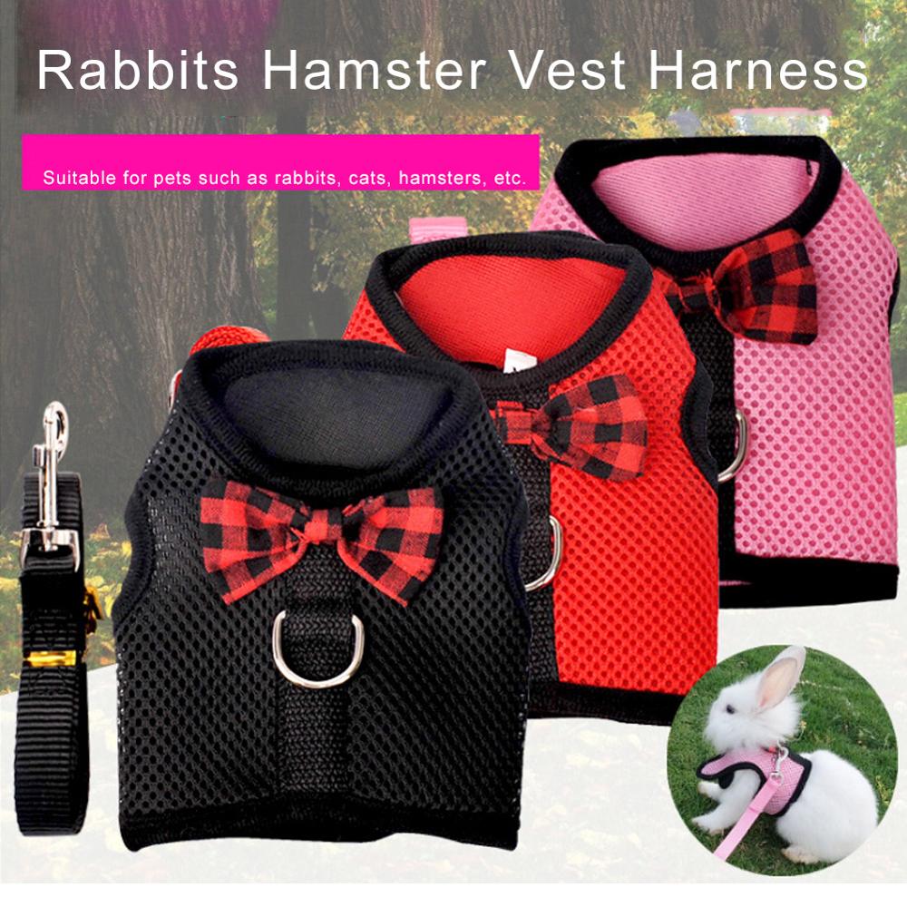 Konijnen Hamster Harnas Vest Met Leas Bunny Mesh Borstband Harnassen Fret Cavia Kleine Dieren Huisdier Accessoires S/M/L