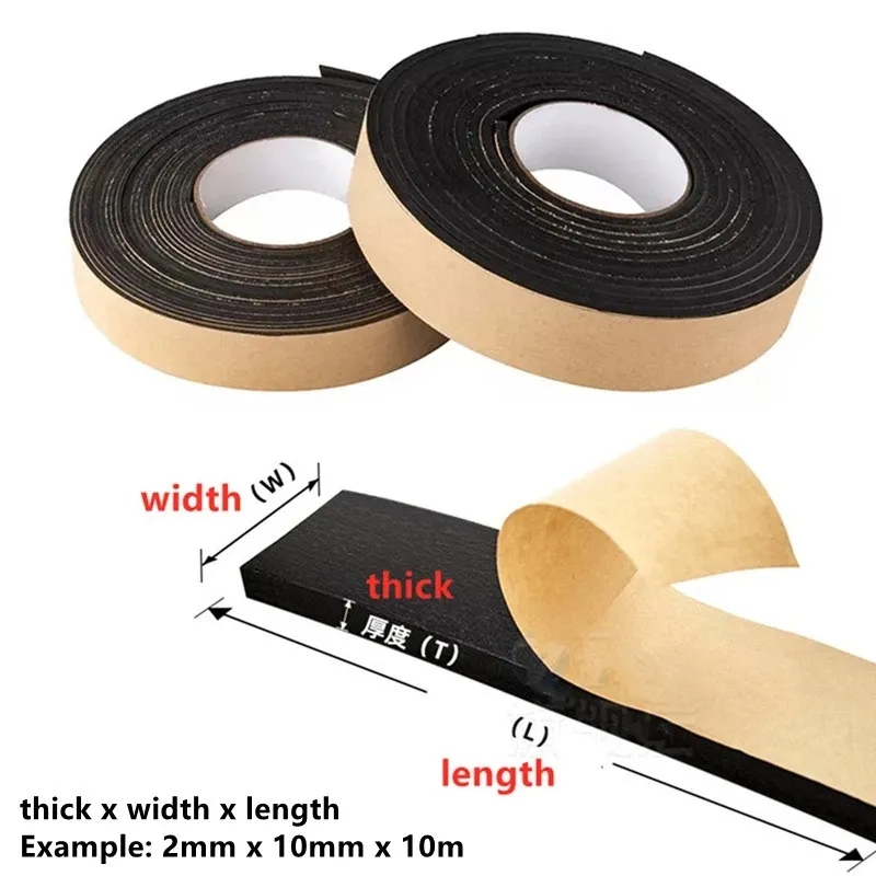 EVA Black Foam Soundproof Strip Self Adhesive Rubber Sponge Seal Strip Single Sided Adhesive Anti-collision Gasket: 1mm