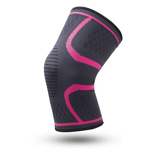 Sport Kompression Knie Brace Unterstützung Pad Schutz Arthritis Schmerzen Gym Protector Gestrickte Nylon Sport Kneepads Einzigen: Rose Red / XXL