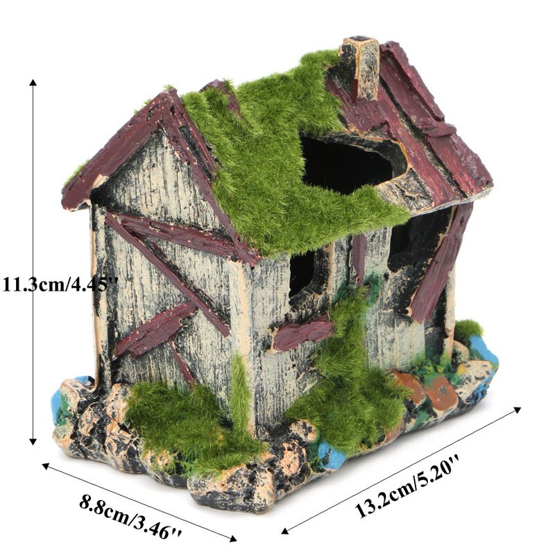 Aquarium landschapsdecoratie hars huis grot aquarium ornament met mos