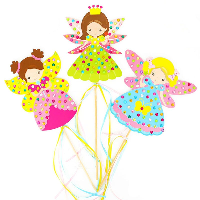 Children DIY Fairy Stick Handmade Princess Magic Stick Toy Handmade Materials Package Sticker Girl DIY Craft Toys