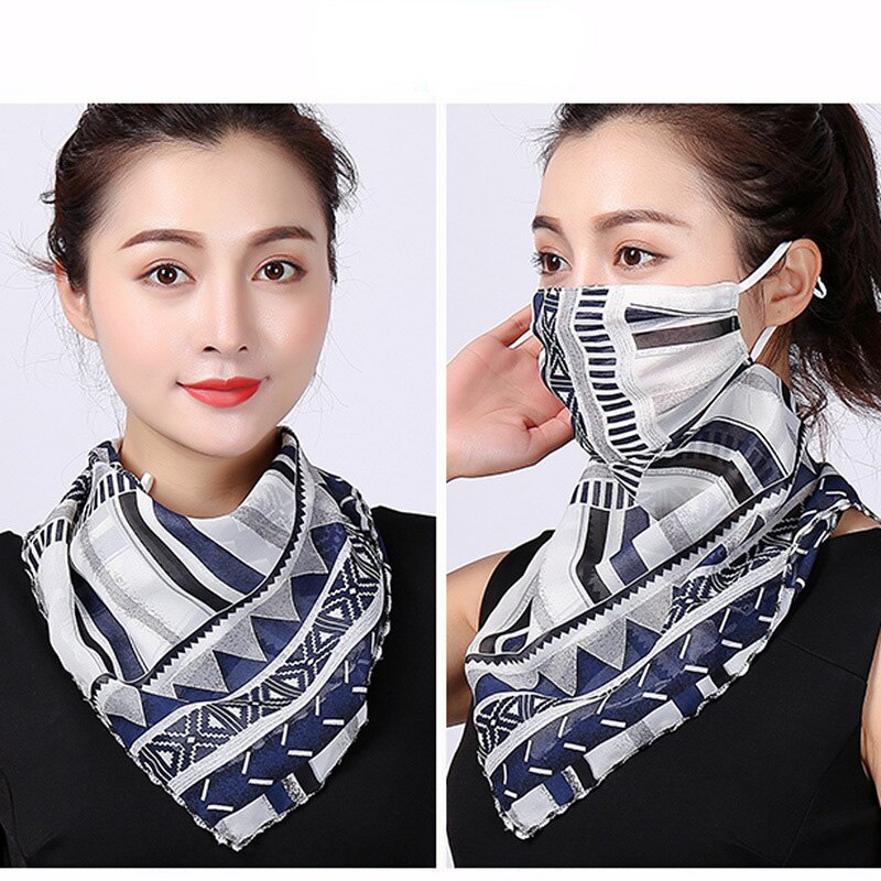 Rooxin Women Face Scarf Bandana with Ear Loops Outdoor Sport Cycling Face Mask Sun Protection Mask Neck Scarf for Hiking Camping