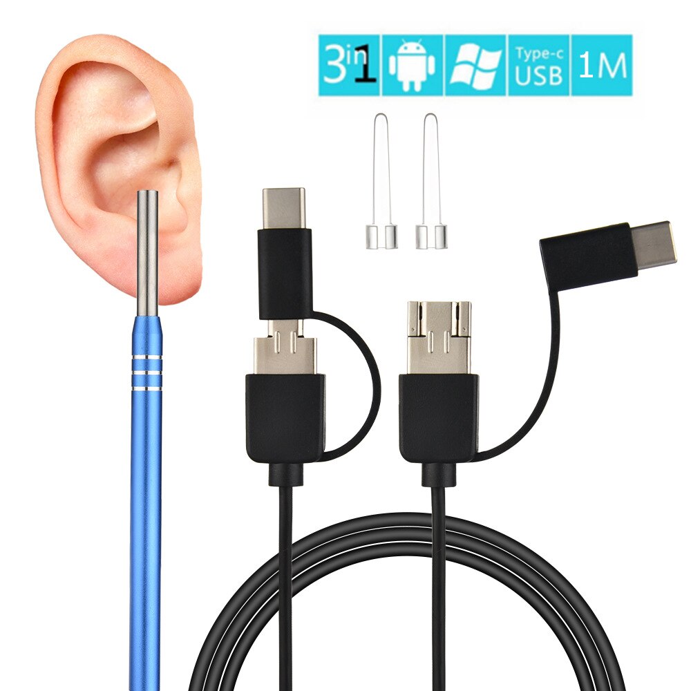 USB Endoscope Ear Cleaning Visual Ear Spoon 5.5mm 0.3MP Mini Camera Android PC Otoscope Borescope Health Care Tool otoscope