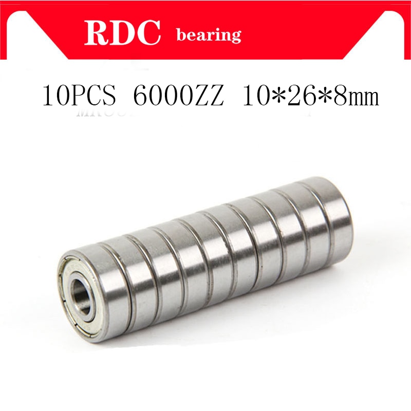 10PCS 6000ZZ Bearing ABEC-5 10x26x8 mm Deep Groove 6000 ZZ Ball Bearings 6000Z 80100 Z 6000z bearing