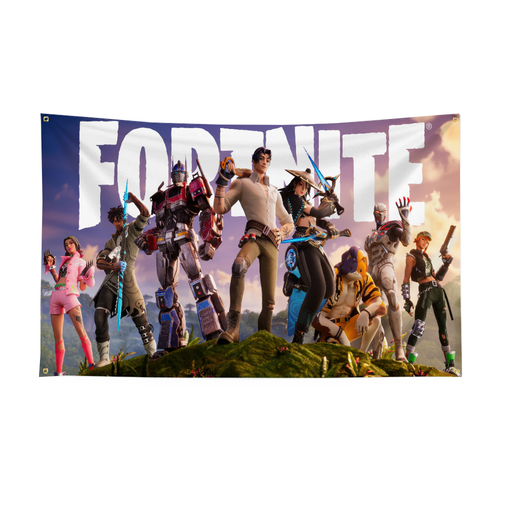 Bandera divertida F-Fortnite, banderas y pancartas decorativas para garaje, decoraciones para exteriores, decoración para habitación, taller estético, decoración de pared para coche: 60 x 90 cm / Raya azul y blanca