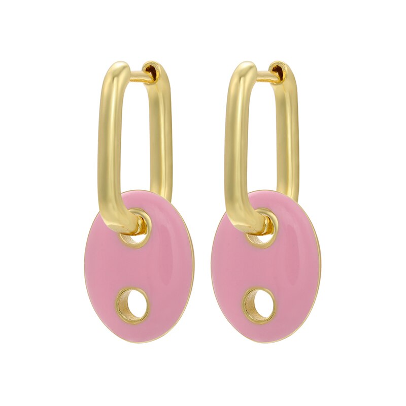 Zhukou Emaille Varken Neus Hoop Oorbellen Zomer Rijke Olieverfschilderij Kleur Vrouwen Kleine Hoepel Oorbellen Sieraden VE385