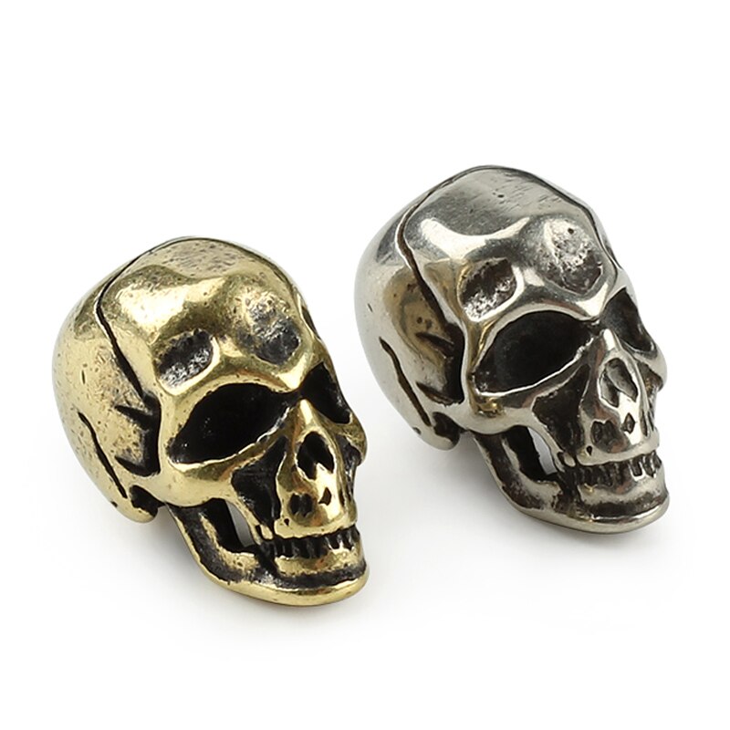 punk fajny czaszka nóż mosiężny koraliki linka robić parasola koralik na zewnątrz miedziane kwiatowe ziarna czaszki Paracord koraliki