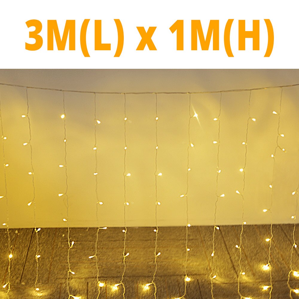 Led trädgårdslampa 3 x 3m 2-2m 110v/220v led gardinsnöre gräsmatta lampa utomhus trädgård landskap juldekoration trädgårdsbelysning: Varmvit 3-1m / Eu-kontakt 220v