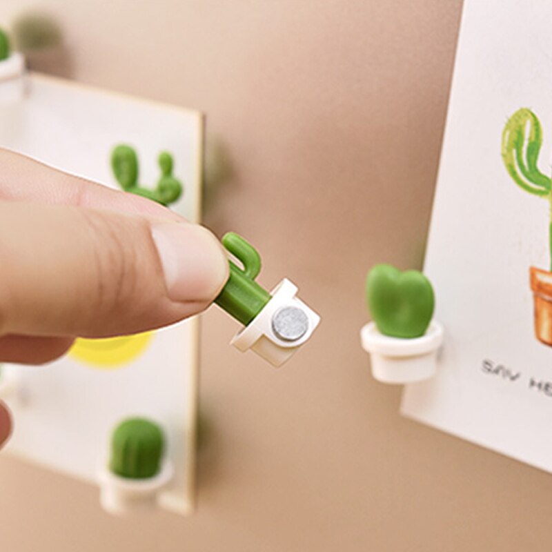 Tablero de mensajes de plantas suculentas en 3D, recordatorio para cocina, botón magnético, accesorios de decoración de Cactus, 6 unids/set por juego