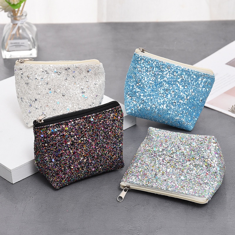 Lady's Cosmetic Bag Toiletry Organizer Sequins Refreshing Bling Bling Makeup Pouch Travel Kit Coin Bag Purse Makeup Bags