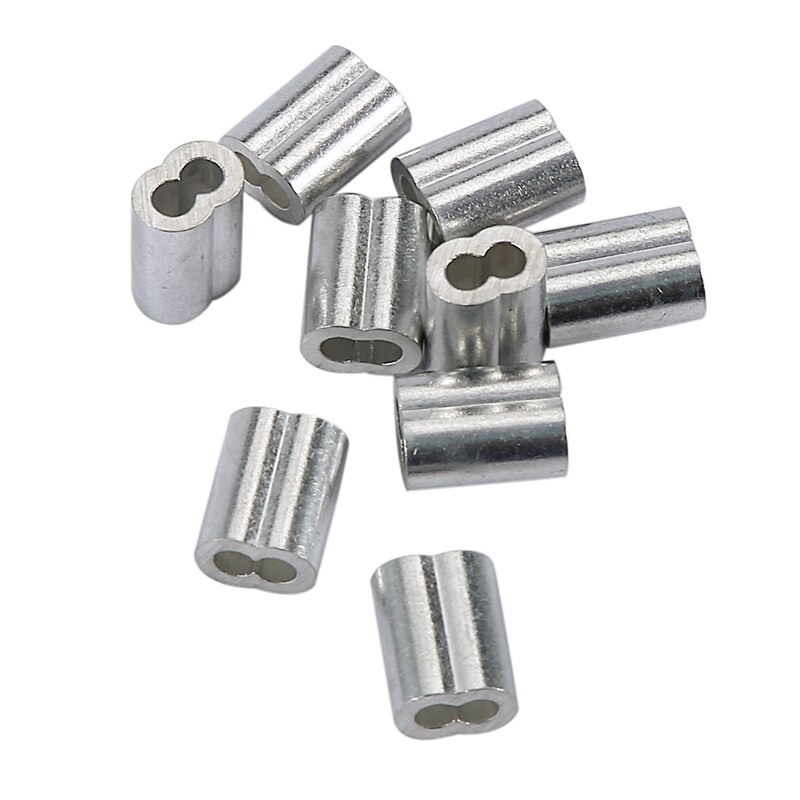 SHGO -225Pcs M2 / 3/4 / 5 Stainless Steel Thimble and 6-Size Aluminum Crimping Loop Sleeve Assortment Kit for 1/16 inch - 3/1