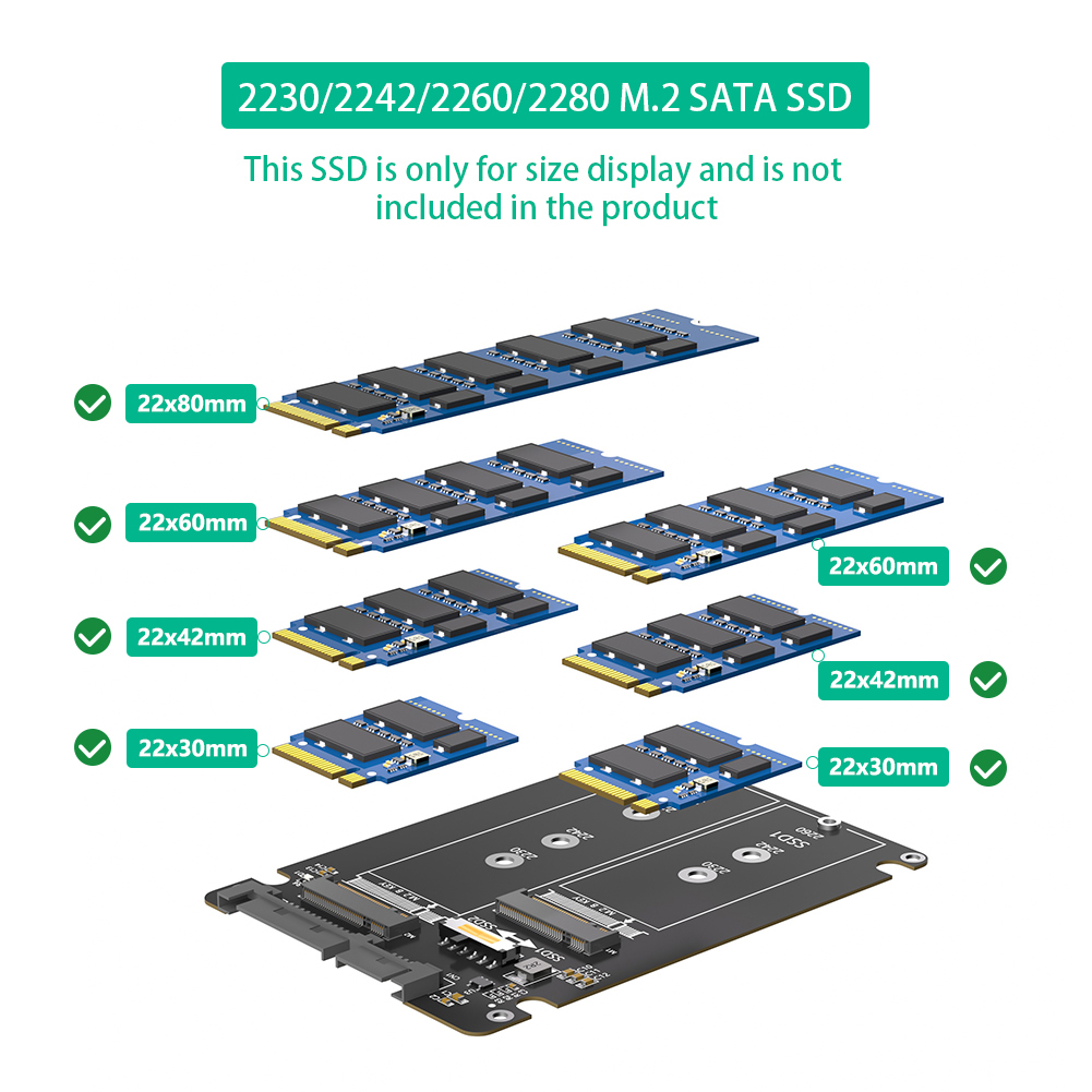 M.2-mSATA naar SATA-adapterkaart Solid State SSD naar SATA externe schijfbox 2IN1 conversiekaart