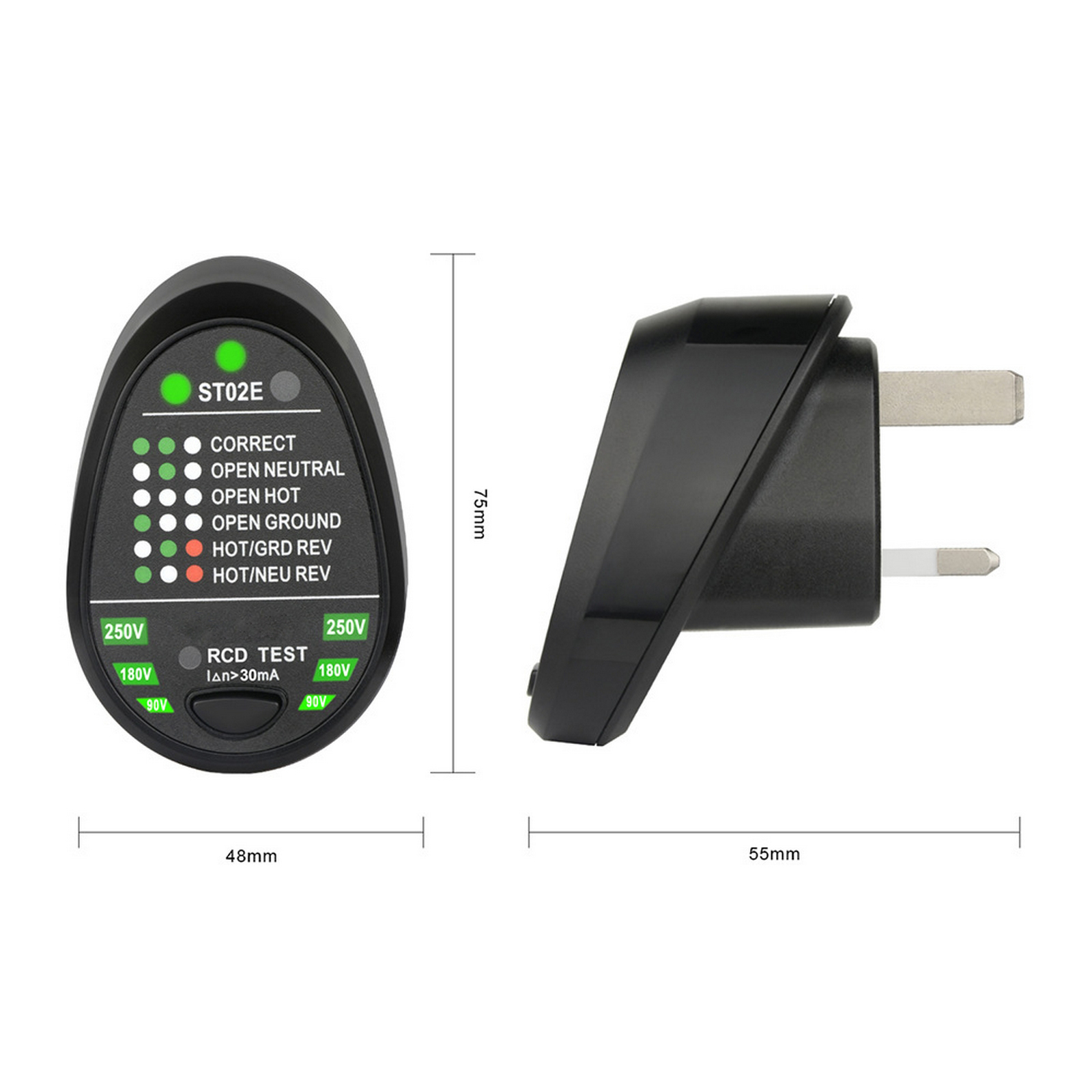 Household Socket Tester Power Polarity Test Phase Detector Leakage Switch Tester EU/US/UK Plug
