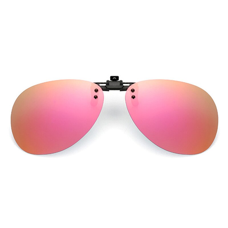 Handige gepolariseerde clip-on nachtzicht zonnebril voor vissen opklapbare lens fietsbril #288216: Roze