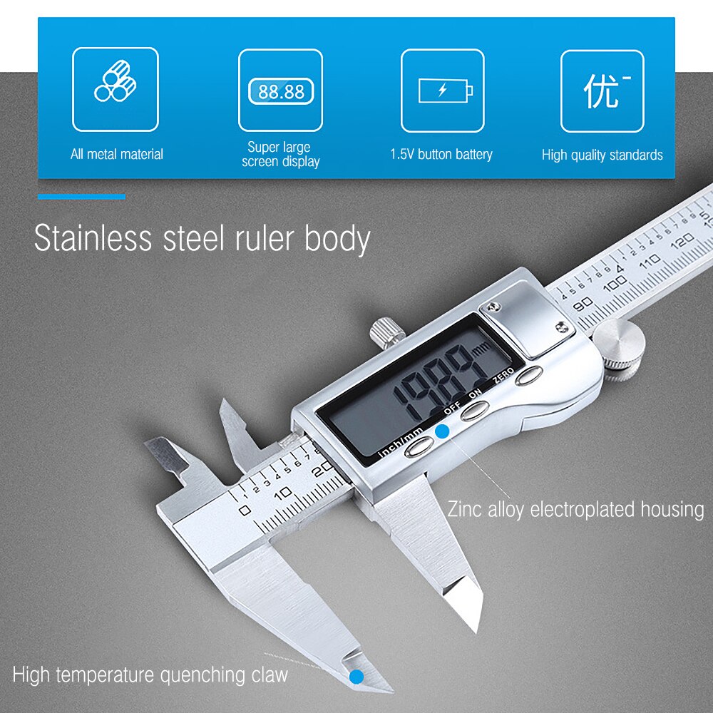 150mm Precise Digital Vernier Caliper For Measuring Instrument Stainless Steel Digital Caliper Measuring Tool