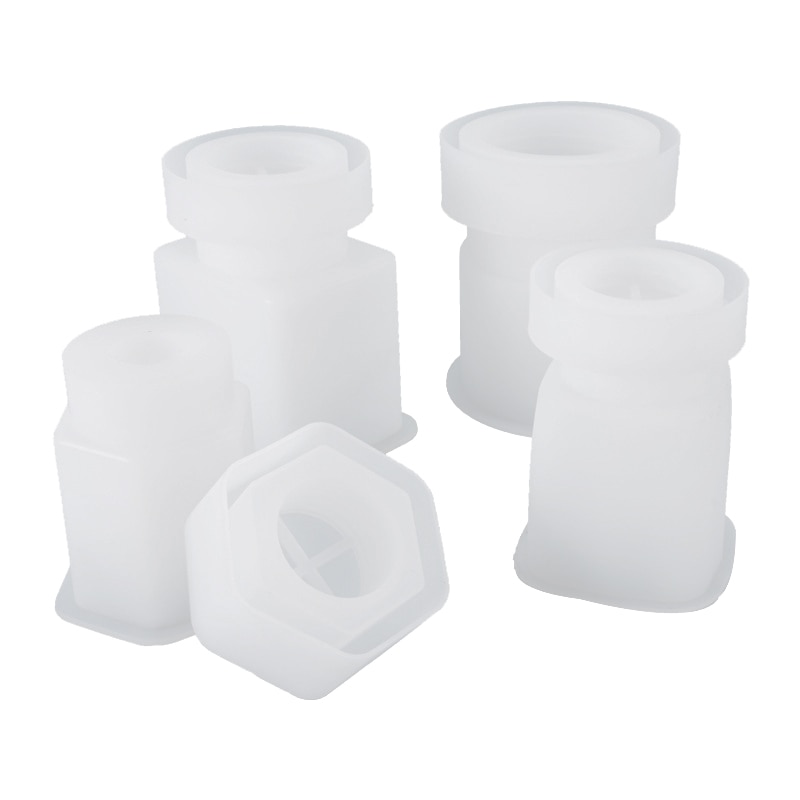 Diy krystal epoxy form flaske opbevaring flaske opbevaring forseglet krukke med låg opbevaring silikone form